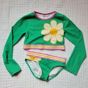 Mini Boden Green Floral Swim Set Sise 5-6